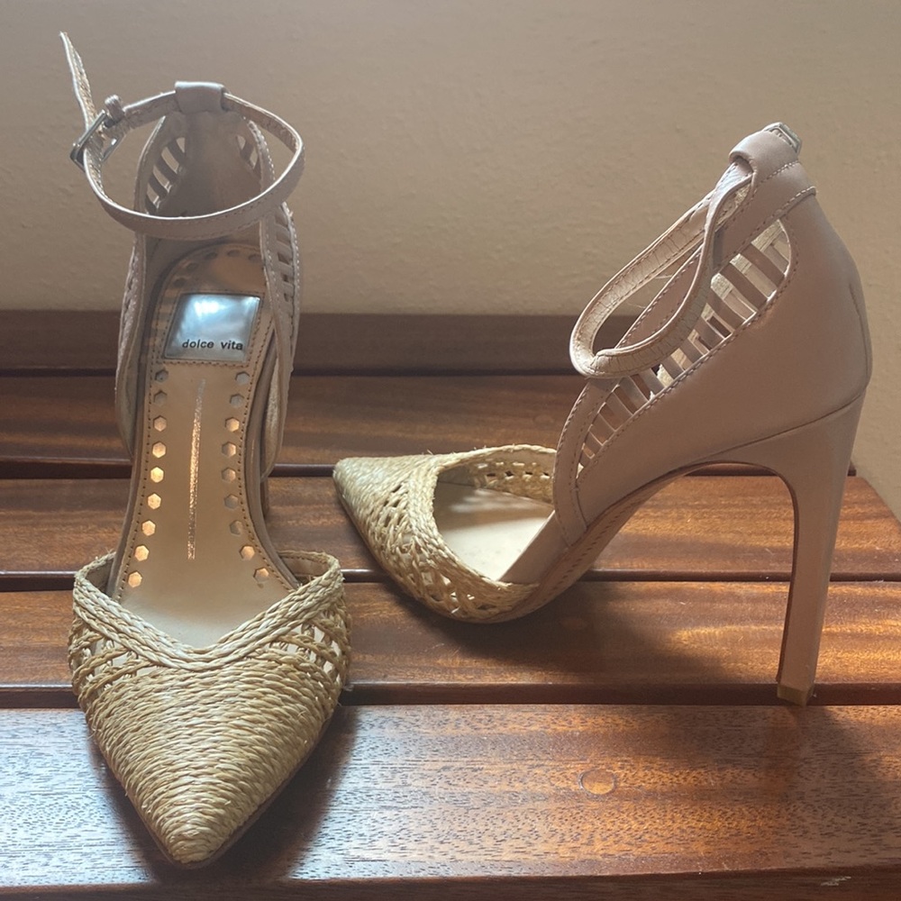 Dolce Vita raffia/leather heel